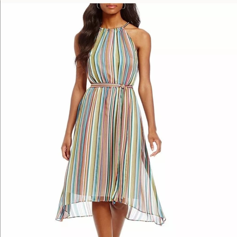 NWT ANTONIO MELANI LIDA STRIPE CHIFFON DRESS 10